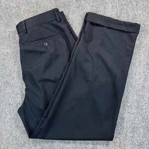 Alan Flusser Men's 34x32 Black Golf Pleated Pants Cuffed Performance Stretch